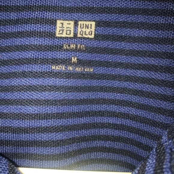 MEN’S Uniqlo blue stripped polo shirt - Picture 2 of 7